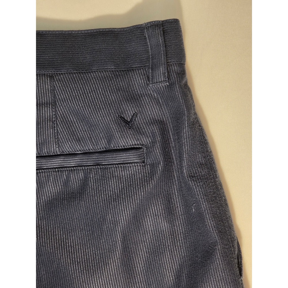 Callaway Golf Shorts Mens 36 Navy Blue Excellent Micro Stripe Flat Front Pockets - Picture 3 of 6